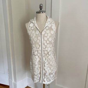 Luxurious Lace vest/tunic. Zip up with hood
